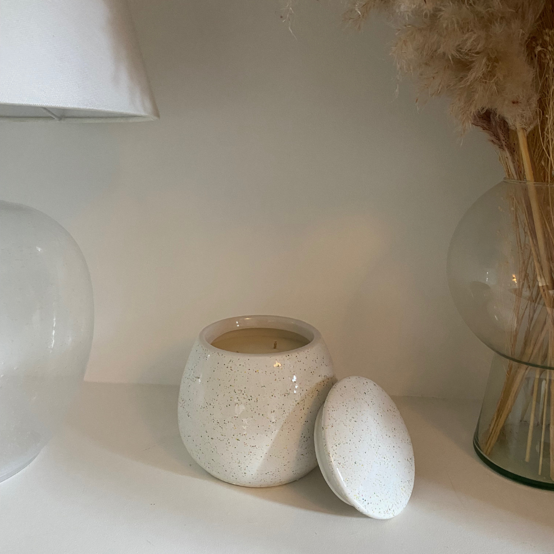 Fresh fig - Hand painted ceramic soy wax three wick candle