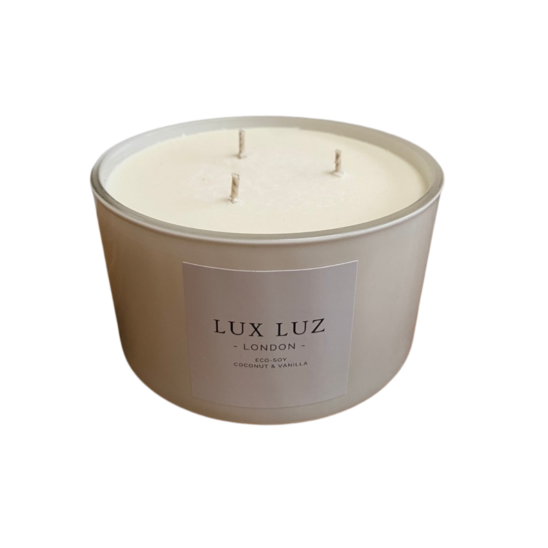 Three-wick coconut & vanilla scented candle