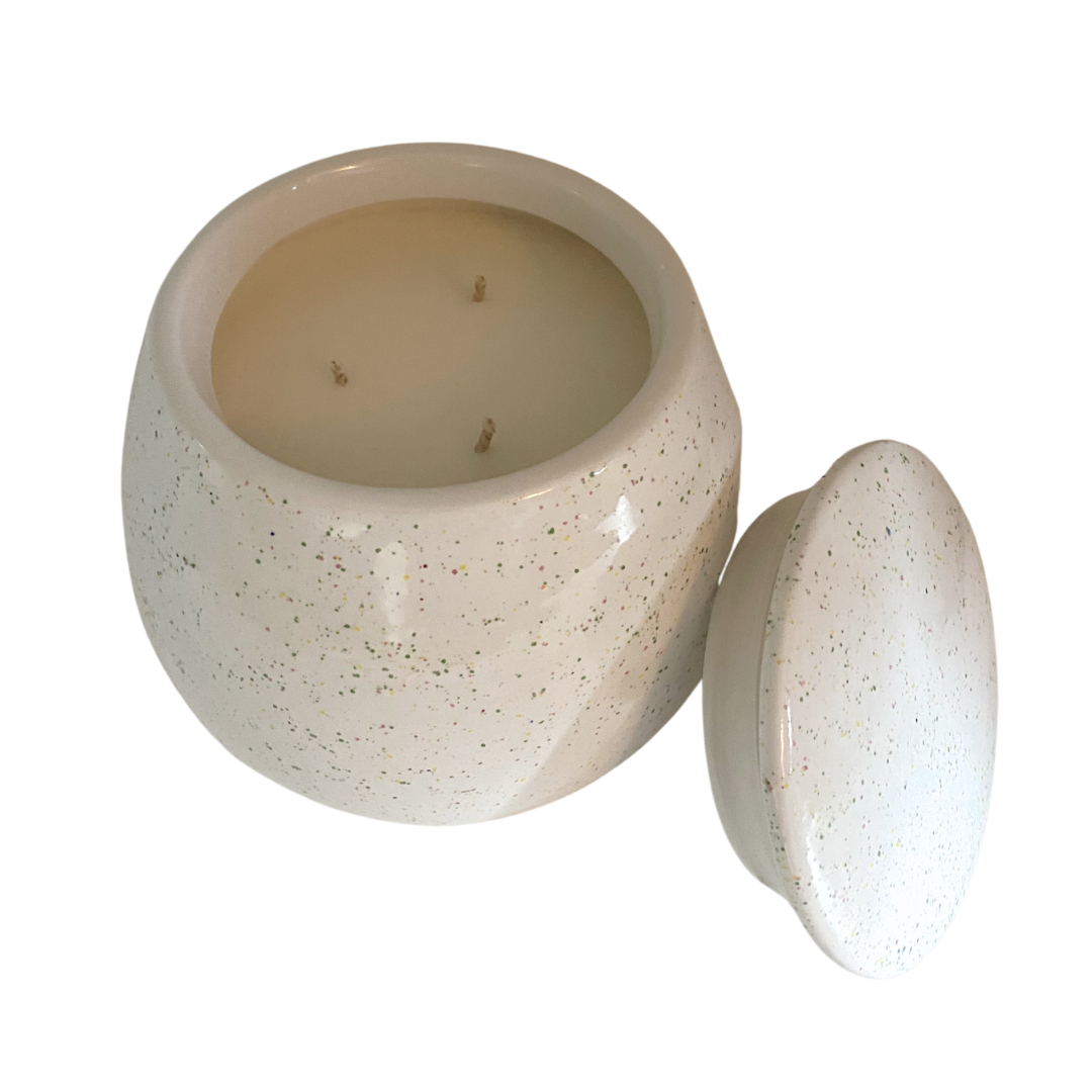 Hand painted ceramic soy wax three wick candle - Limited Edition